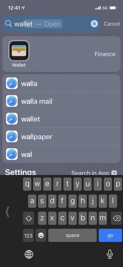 שלב 1 - כנסו לאפליקציה של ה-״wallet״